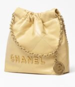 CHANEL 22 MINI HANDBAG Shiny Calfskin & Gold-Tone Metal Yellow - Image 3