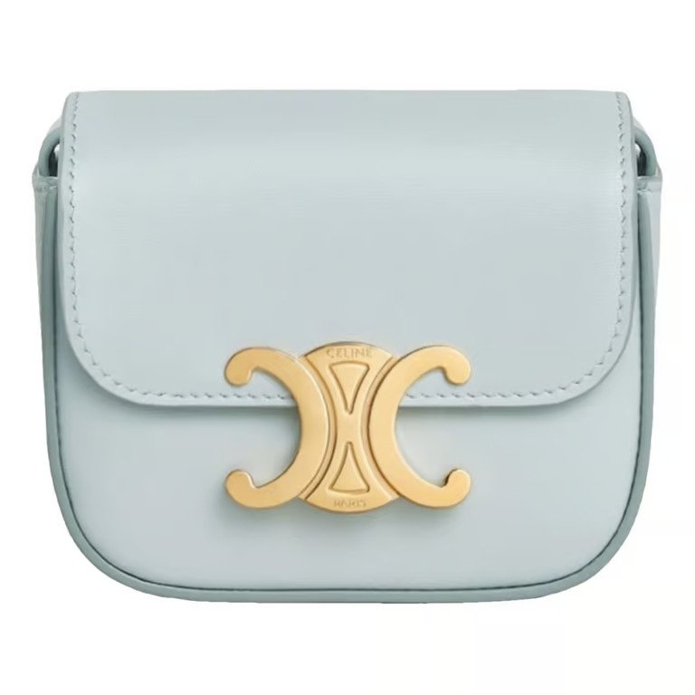 CELINE MINI TRIOMPHE IN SHINY CALFSKIN Blue