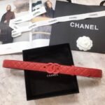 Chanel Belt Quilted With Double C Buckle Red With Red Hardware Women Belt 30MM - Image 4