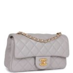 Chanel Classic Flag Bag Pearl Crush Mini Rectangular Flap Bag Light Grey   Antique Gold Hardware - Image 2