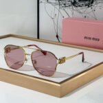 MIU MIU  Slim Metal Logo Mirror Legs Sunglasses Top quality - Image 2