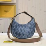 Fendi graphy Small Light blue FF denim fabric bag - Image 6