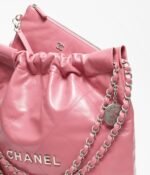 CHANEL 22 SMALL HANDBAG Calfskin & Silver Metal Pink - Image 4