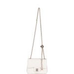 Chanel Classic Flag Bag Pearl Crush Mini Square Flap Bag White   Light Gold Hardware