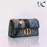 DIOR Oblique 30 Montaigne Flap Denim Bag