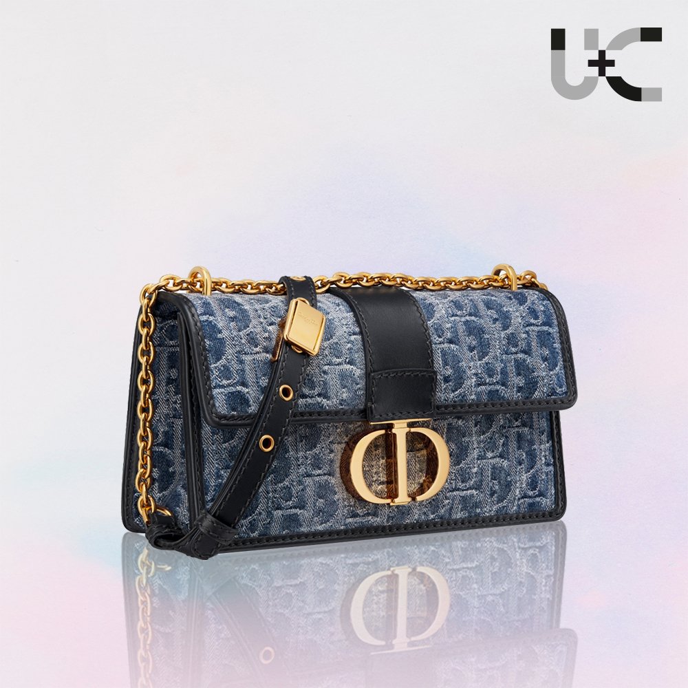 DIOR Oblique 30 Montaigne Flap Denim Bag