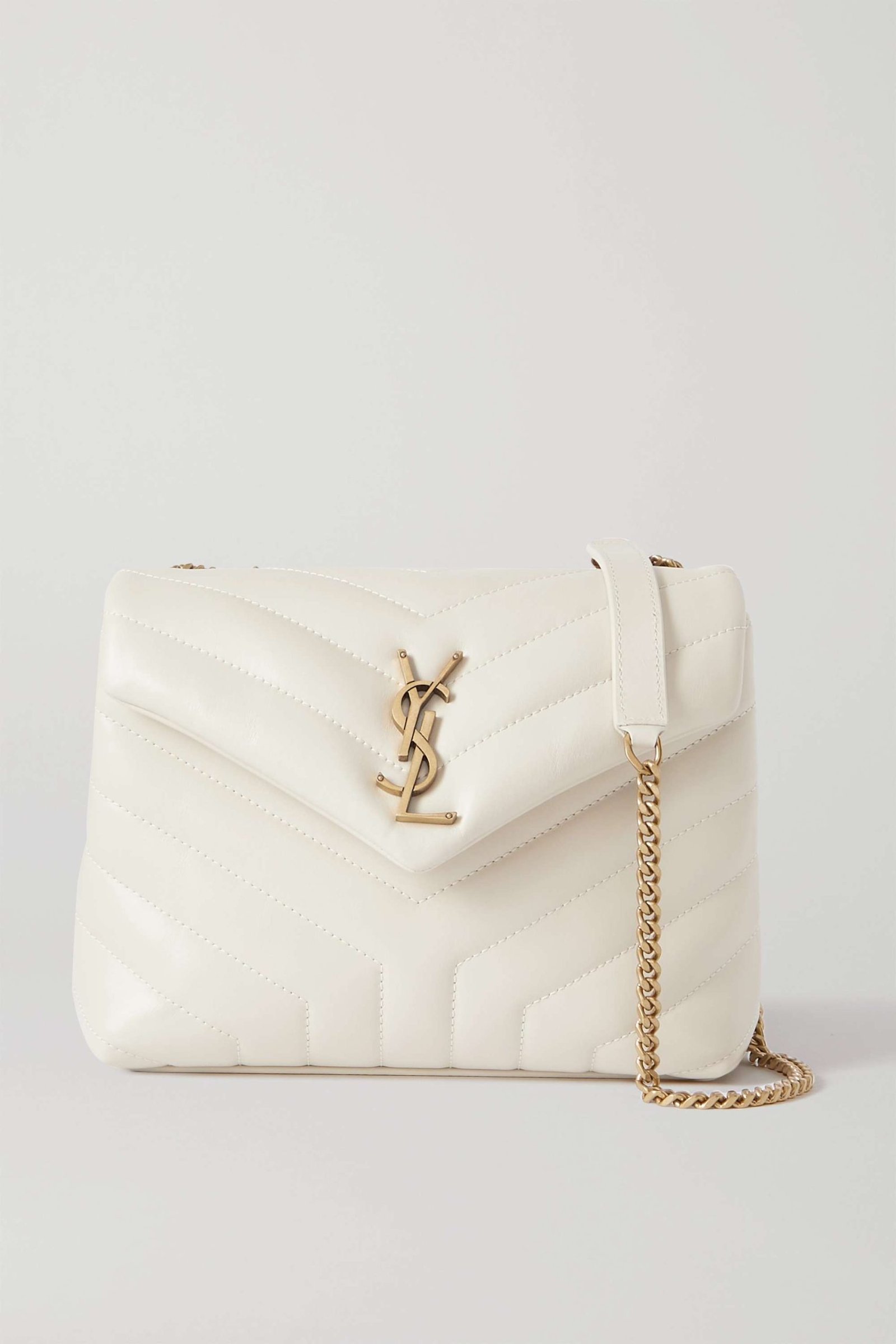 SAINT LAURENT YSL Loulou Small Quilted Leather Shoulder Bag white