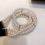 Chanel Belt In Black Imitation Pearls With Gold-Toned Square Metal and Strass Women Belt 30MM - Image 6