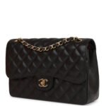 CHANEL Caviar Quilted Jumbo Double Flap Black 30CM - Image 6