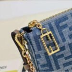 Fendi Baguette Light blue FF chain denim clutch bag - Image 5