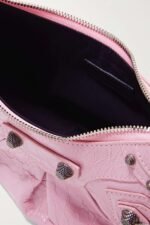 BALENCIAGA Le Cagole XS studded crinkled-leather shoulder bag pink - Image 2