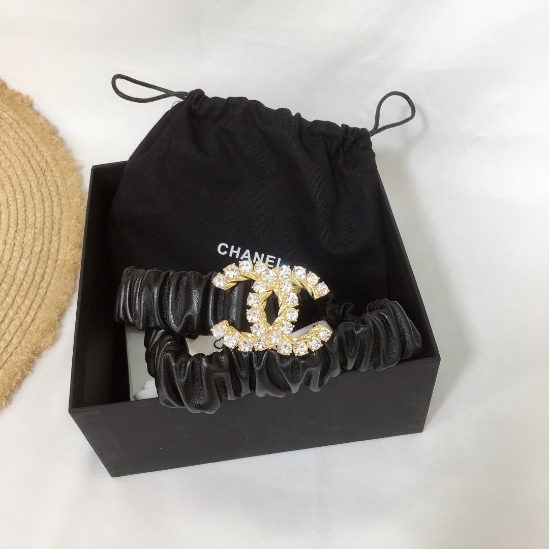 Chanel Belt With Double C Buckle Black With Gold-Toned Metal and Strass Hardware Women Belt 30MM