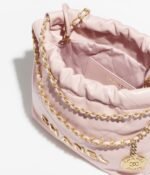 CHANEL 22 MINI HANDBAG Shiny Calfskin & Gold-Tone Metal Light Pink - Image 4