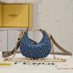 Fendi graphy Small Light blue FF denim fabric bag - Image 5