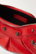 BALENCIAGA Le Cagole XS studded crinkled-leather shoulder bag red - Image 2