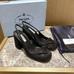 Prada  Thick Heel With Drill Slide Sandal - Image 2