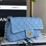 Chanel Classic Flag Bag Quilted Denim 20CM - Image 7