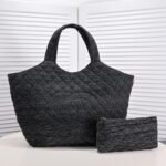 Chanel Leather&Canvas Tote Shoulder Handbag - Image 3