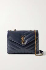 SAINT LAURENT YSL Loulou small quilted leather shoulder bag navy