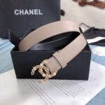 Chanel Belt With Double C Buckle Beige Gold Toned Hardware Women Belt 30MM - Image 4