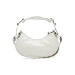 BALENCIAGA Le Cagole XS studded crinkled-leather shoulder bag White - Image 3