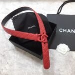 Chanel Belt Quilted With Double C Buckle Red With Red Hardware Women Belt 30MM - Image 3