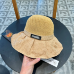 Chanel Knitted Breathable Bow Basin Hat Sunhat - Image 3
