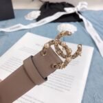 Chanel Belt With Double C Buckle Beige Gold Toned Hardware Women Belt 30MM - Image 3