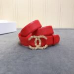 Chanel Belt With Double C Buckle Red Women Belt 30MM - Image 5