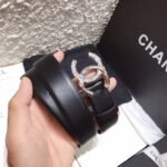 Chanel Black Belt With Double C Buckle Silver-Toned Metal Women Belt 30MM - Image 3