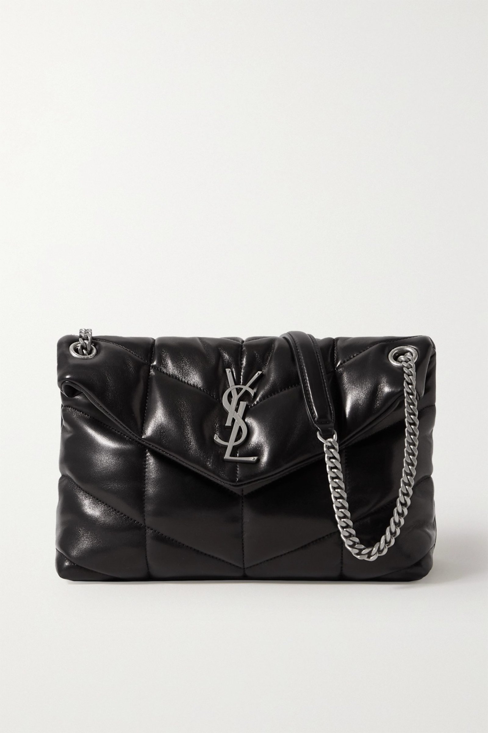 SAINT LAURENT Loulou Puffer small quilted leather shoulder bag black