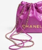 CHANEL 22 MINI HANDBAG Shiny Calfskin & Gold-Tone Metal Purple - Image 3