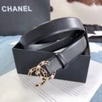 Chanel Belt With Double C Buckle Black Gold Toned Hardware Women Belt 30MM - Image 2