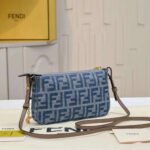 Fendi Baguette Light blue FF chain denim clutch bag - Image 3