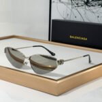 Balenciaga  Metal Thin Mirror leg Strap Logo   sunglasses Top quality - Image 2