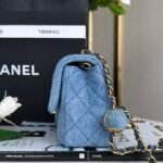 Chanel Classic Flag Bag Quilted Denim 20CM - Image 8