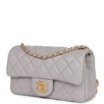 Chanel Classic Flag Bag Pearl Crush Mini Rectangular Flap Bag Light Grey   Antique Gold Hardware - Image 5