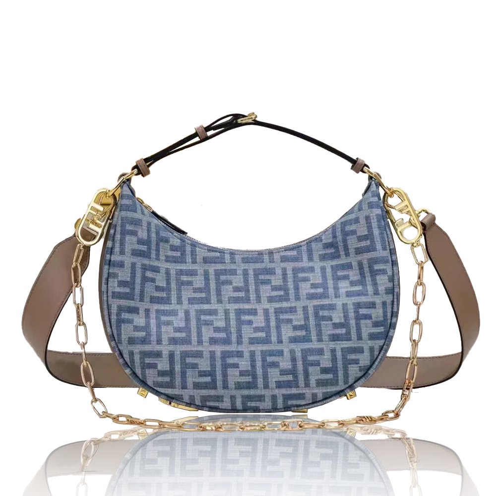 Fendi graphy Small Light blue FF denim fabric bag