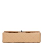 Chanel Classic Flag Bag Medium Classic Double Flap Bag Beige   Silver Hardware - Image 6