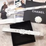 Chanel Belt Quilted With Double C Buckle White With White Hardware Women Belt 30MM - Image 4