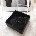 Chanel Belt Quilted With Double C Buckle Black With Black Hardware Women Belt 30MM - Image 3