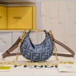 Fendi graphy Small Light blue FF denim fabric bag - Image 4