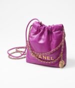 CHANEL 22 MINI HANDBAG Shiny Calfskin & Gold-Tone Metal Purple - Image 2