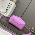 Loewe Mini Puzzle Fold Tote in shiny calfskin Purple - Image 3