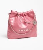 CHANEL 22 SMALL HANDBAG Calfskin & Silver Metal Pink - Image 3