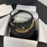 Chanel Calfskin Pouch on Gold Chain - Image 2