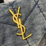 SAINT LAURENT YSL Loulou Puffer Denim Leather Bag - Image 7