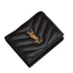 Saint Laurent YSL  Monogram Caviar Leather Wallet