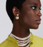 Christian Dior Round Diamond&Pearl Earrings - Image 2