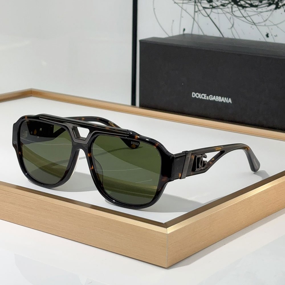 DOLCE & GABBAN DG Mirror Leg Hollowed Out Logo Sunglasses Top quality